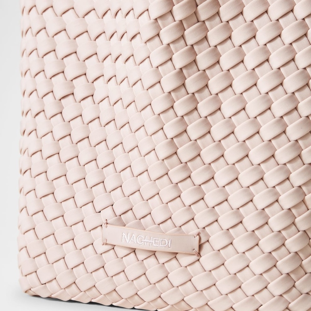 Naghedi st barts medium shell pink woven bag